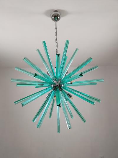 JL Light Style Large teal Murano glass Sputnik triedri chandelier