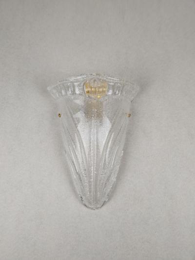  JL Light Style Long cup with curl clear and gold Murano glass wall sconce