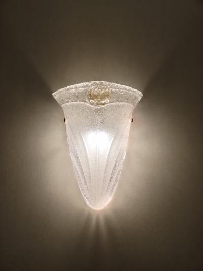  JL Light Style Long cup with curl clear and gold Murano glass wall sconce