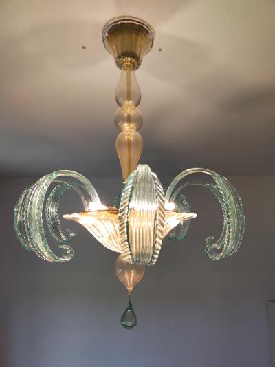  JL Light Style Long rugiada green clear and gold Murano glass flush mount