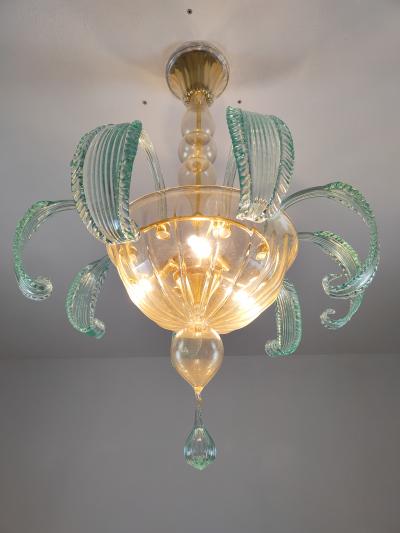  JL Light Style Long rugiada green clear and gold Murano glass flush mount