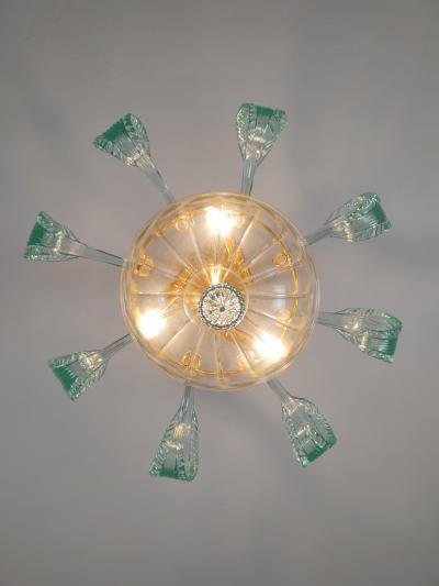 JL Light Style Long rugiada green clear and gold Murano glass flush mount
