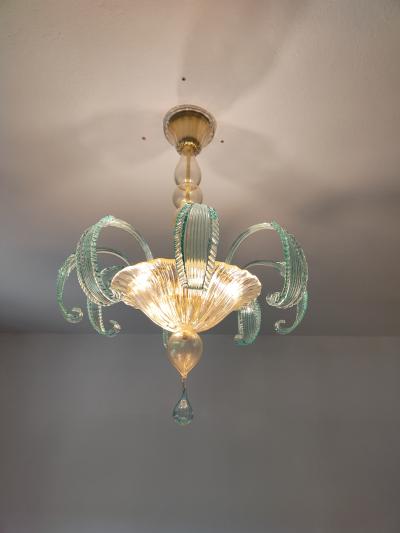  JL Light Style Long rugiada green clear and gold Murano glass flush mount