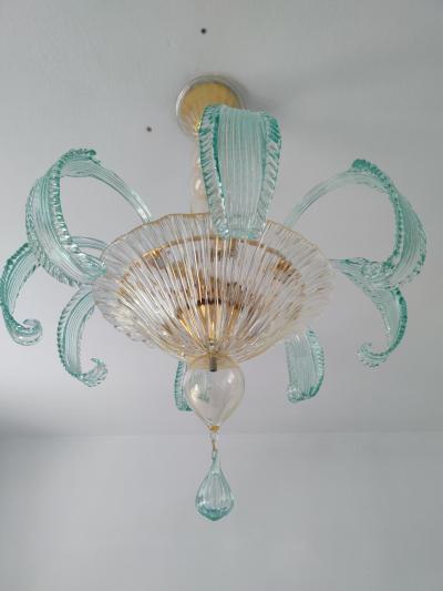  JL Light Style Long rugiada green clear and gold Murano glass flush mount