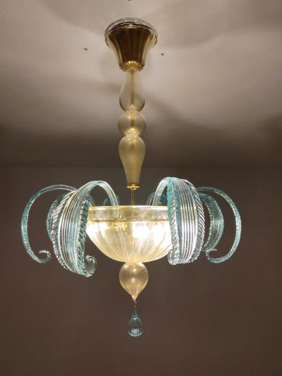  JL Light Style Long rugiada green clear and gold Murano glass flush mount