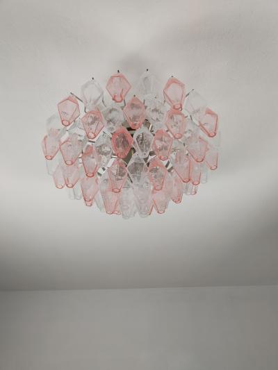 JL Light Style Murano glass Poliedri ceiling chandelier in clear and pink