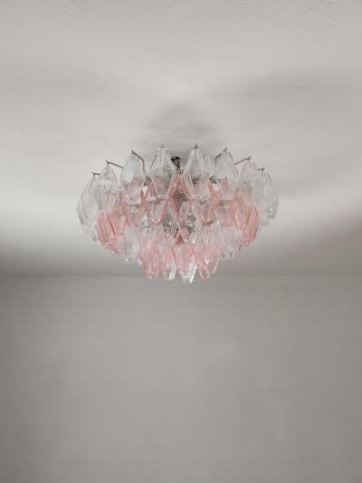  JL Light Style Murano glass Poliedri ceiling chandelier in clear and pink