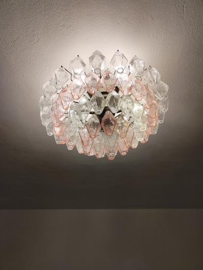  JL Light Style Murano glass Poliedri ceiling chandelier in clear and pink