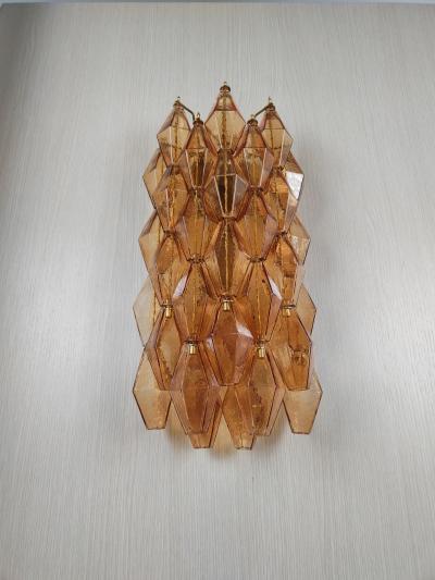 JL Light Style Murano glass Poliedri wall sconces long version in amber