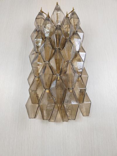 JL Light Style Murano glass Poliedri wall sconces long version in smoky brown