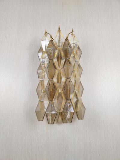  JL Light Style Murano glass Poliedri wall sconces long version in smoky brown and amber