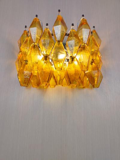 JL Light Style Murano glass Poliedri wall sconces wide version in amber