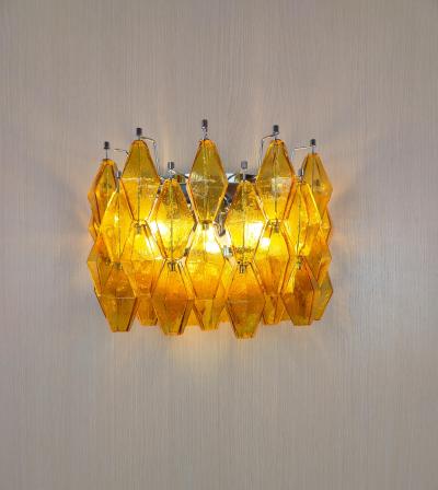 JL Light Style Murano glass Poliedri wall sconces wide version in amber