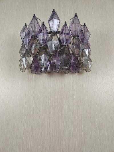 JL Light Style Murano glass Poliedri wall sconces wide version in amethyst and smoky grey