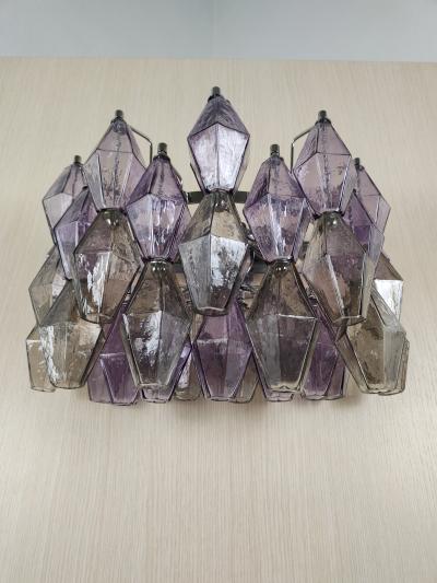 JL Light Style Murano glass Poliedri wall sconces wide version in amethyst and smoky grey
