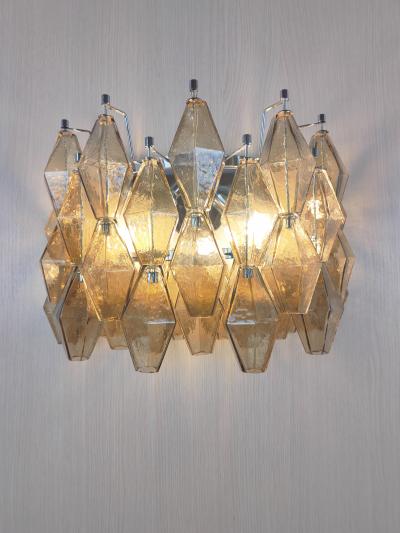 JL Light Style Murano glass Poliedri wall sconces wide version in smoky brown