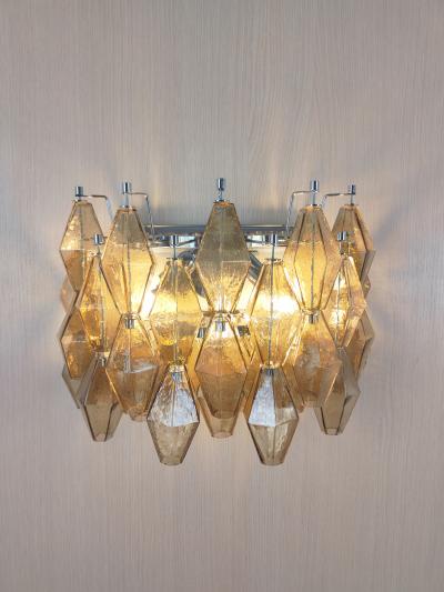 JL Light Style Murano glass Poliedri wall sconces wide version in smoky brown