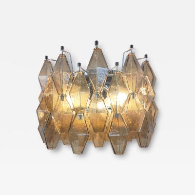 JL Light Style Murano glass Poliedri wall sconces wide version in smoky brown