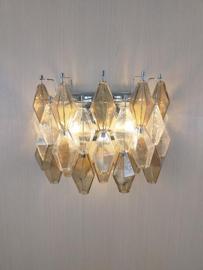  JL Light Style Murano glass Poliedri wall sconces wide version in smoky brown and clear