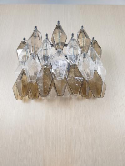  JL Light Style Murano glass Poliedri wall sconces wide version in smoky brown and clear