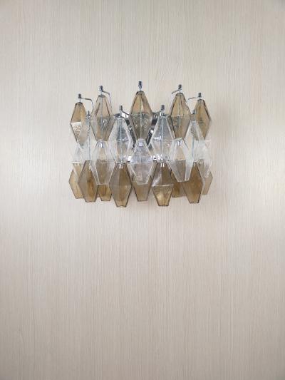  JL Light Style Murano glass Poliedri wall sconces wide version in smoky brown and clear