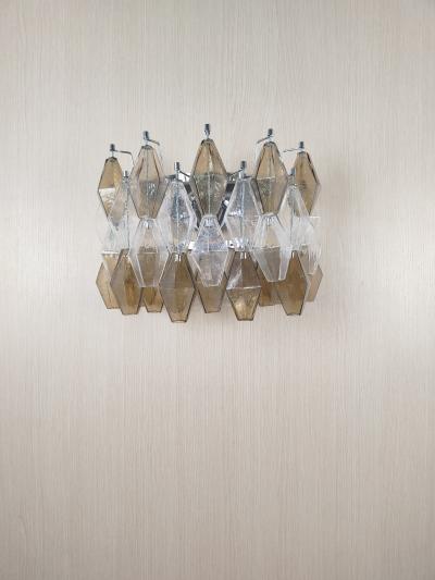  JL Light Style Murano glass Poliedri wall sconces wide version in smoky brown and clear