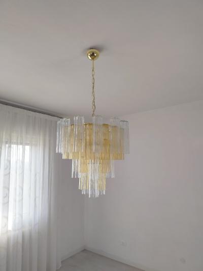  JL Light Style Murano glass Tronchi chandelier in amber and clear color