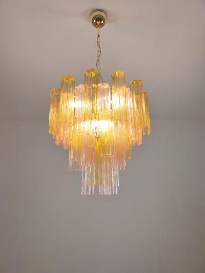  JL Light Style Murano glass Tronchi chandelier in amber and pink color
