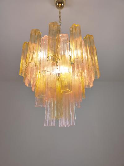  JL Light Style Murano glass Tronchi chandelier in amber and pink color