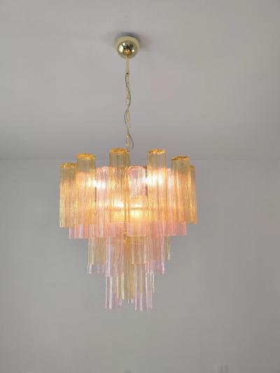  JL Light Style Murano glass Tronchi chandelier in amber and pink color