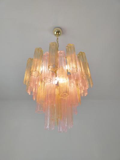  JL Light Style Murano glass Tronchi chandelier in amber and pink color