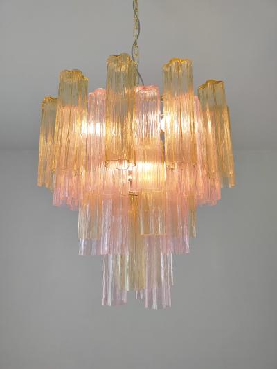  JL Light Style Murano glass Tronchi chandelier in amber and pink color