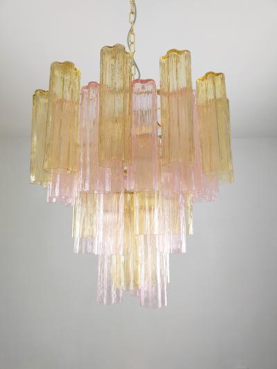 JL Light Style Murano glass Tronchi chandelier in amber and pink color