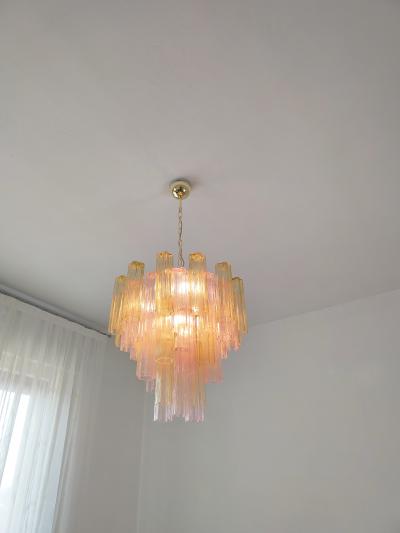  JL Light Style Murano glass Tronchi chandelier in amber and pink color