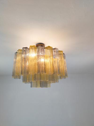  JL Light Style Murano glass Tronchi chandelier in amber and smokey gray color