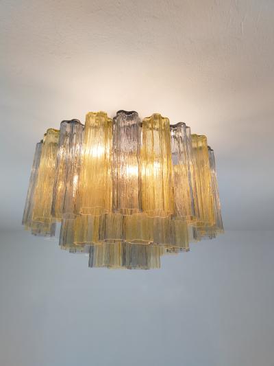  JL Light Style Murano glass Tronchi chandelier in amber and smokey gray color