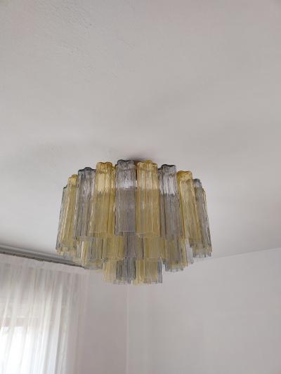  JL Light Style Murano glass Tronchi chandelier in amber and smokey gray color
