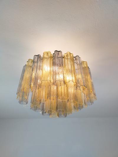  JL Light Style Murano glass Tronchi chandelier in amber and smokey gray color