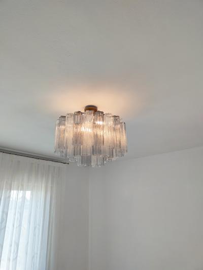  JL Light Style Murano glass Tronchi chandelier in clear and smokey gray color