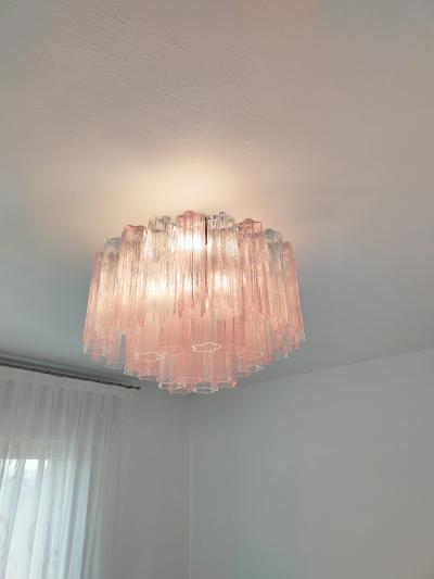  JL Light Style Murano glass Tronchi chandelier in pink and clear color