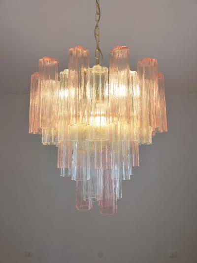  JL Light Style Murano glass Tronchi chandelier in pink clear color