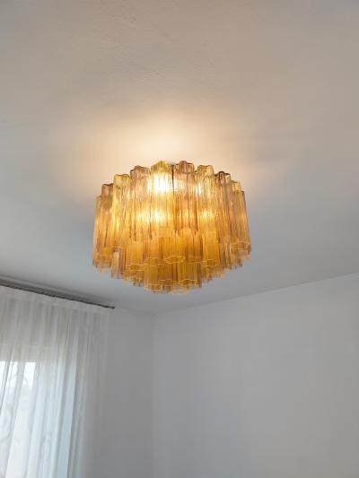  JL Light Style Murano glass Tronchi chandelier in smokey brown and amber color