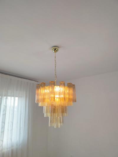  JL Light Style Murano glass Tronchi chandelier in smokey brown and amber color