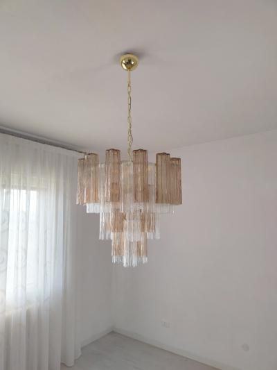  JL Light Style Murano glass Tronchi chandelier in smokey brown and clear color
