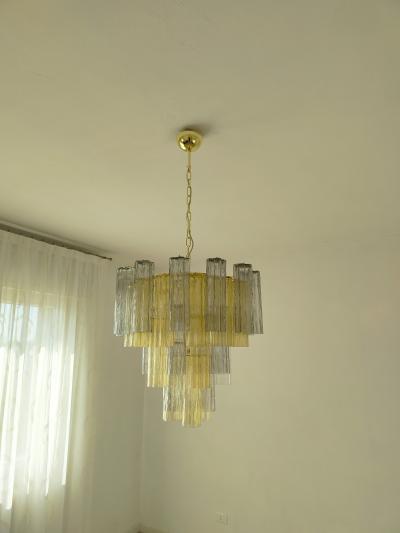  JL Light Style Murano glass Tronchi chandelier in smokey gray and amber color