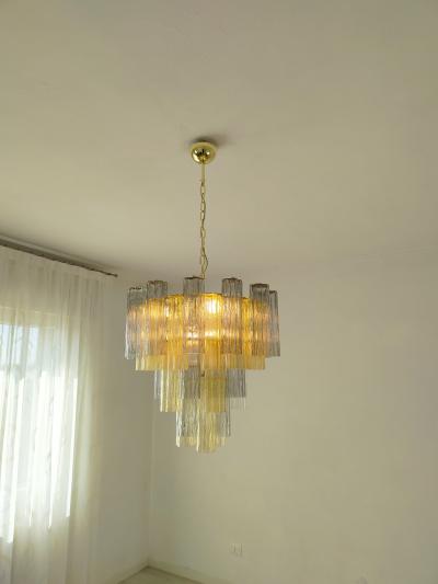  JL Light Style Murano glass Tronchi chandelier in smokey gray and amber color