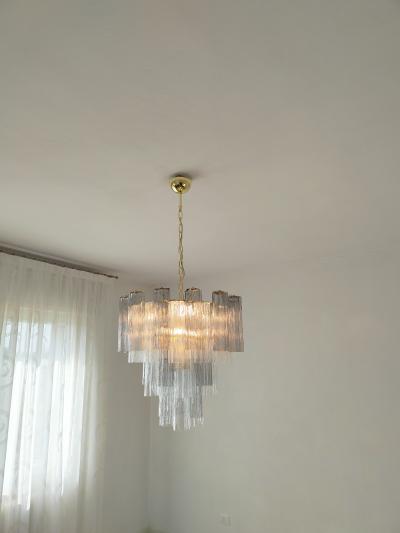  JL Light Style Murano glass Tronchi chandelier in smokey gray and clear color