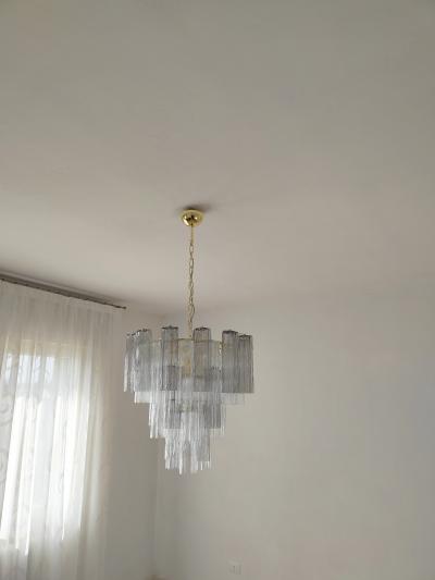  JL Light Style Murano glass Tronchi chandelier in smokey gray and clear color