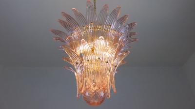  JL Light Style Murano glass chandelier Palmette leaves pink
