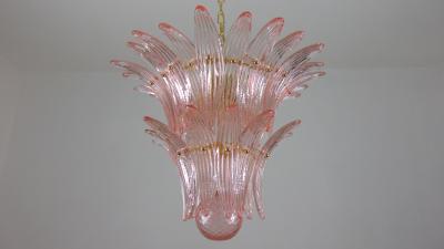  JL Light Style Murano glass chandelier Palmette leaves pink